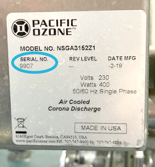 Pacific-Ozone-Serial-Number